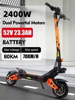 Kukirin G3 Pro Naujas 2400W Dvigubas Variklis 52V 23.4ah elektrinis paspirtukas LCD ekranas maksimalus greitis 70 km/h hidraulinis stabdys sulankstomas eScooter Nuimama baterija 2400W52V 23.4ah