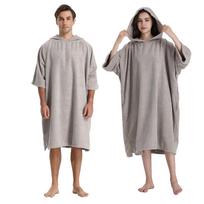 Winthome Sauna Poncho with Through-Pocket, Changing Surf Poncho, Quick-Dry Absorbent Warm Towel, Long-Sleeve Thick Microfiber, Unisex (Silver Gray) gray