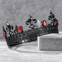 Vyriška auksinė lelija su kristalais karūna - Senovinė karališka filigraninė tiara jaunikio vestuvėms, išleistuvėms, cosplay, Helovinui, gimtadienio šventei gray