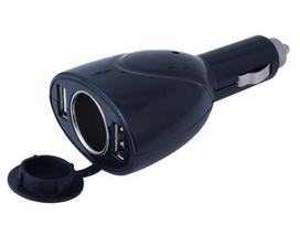 Įkroviklis/adapteris į automobilio cigarečių degtukėlį 12/24V 2x USB 1000 mA + EURO lizdas 1