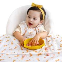 Babyclaw baby food bib zipper type tank top, giraffe brown, 1 piece, 1 piece beige