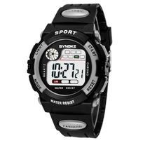 Boys' Student Digital Watch, Sports Type, Water Resistant, Multi-function (Alarm/Stopwatch/Night Light), Digital Display, 2 Sizes (Large/Small), 2 black