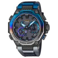 CASIO MTG B2000 200m Atsparus vandeniui Saulės energija Kvarcinis judėjimas Dervos dirželis Laikrodis Vyriški laikrodžiai Juodas ciferblatas MTG-B2000YST-1AJR Black Dial blue