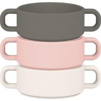 Mother K Infant Silicone Baby Tableware Two-Hand Bowl Set of 3, Gray, Baby Pink, Ivory, 1 Set, Popular Korean parenting items beige