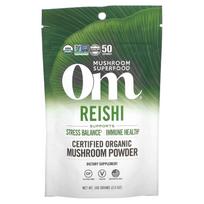 Om grybai, Reishi grybai, 100 % sertifikuoti ekologiški grybų milteliai, 3,5 uncijos (100 g)
