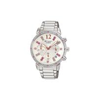 Casio SHEEN series, diamond-set large dial, quartz movement, stainless steel strap, Japanese and Korean watch, women's watch, white dial SHN-5013D-7A balta