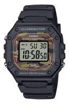 CASIO Collection Skaitmeninis laikrodis W-218H-5BJF Vyriškas Juodas Kamufliažas Kvadratinis Korpusas, Žiniatinklio Modelio Dizaino Stilius gray