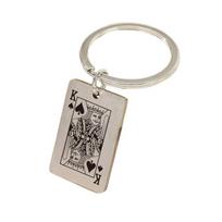 [ALOHAMONI] Metal Playing Cards Vintage American Keychain Key Ring Spade 4cmx2.5cm gray