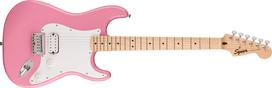 Squier by Fender Squier Elektrinė gitara Squier HT Klevas Balta Ryškiai rožinė su minkštu dėklu Sonic™ Stratocaster® H, Klavišinis grifas, Pikgardas,