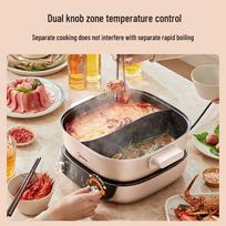 Midea 6.5L Multi-function Divided Electric Hot Pot CN plug (adapter included) brown