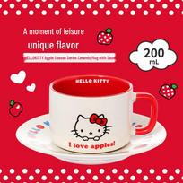 MINISO Hello Kitty obuolių sezono keraminis puodelis su lėkštute red