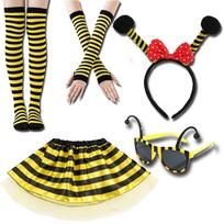 Suaugusiųjų Medaus Bitės Kostiumas Moterims 5 Dalys Bičių Kostiumo Aksesuarų Rinkinys Helovino Cosplay Šventės Kostiumas Bombylių Kostiumas black