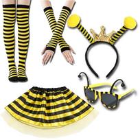 Suaugusiųjų Medaus Bitės Kostiumas Moterims 5 Dalys Bičių Kostiumo Aksesuarų Rinkinys Helovino Cosplay Šventės Kostiumas Bombylių Kostiumas black