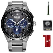 Seiko ASTRON Saulės kvarcinis mechanizmas Titano apyrankė Laikrodis Vyriški laikrodžiai Juodas ciferblatas SSH119J1 Black gray