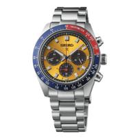 SEIKO 100 meters waterproof solar Quartz Steel Strap 41.4mm men's watch yellow dial SSC947 mėlyna