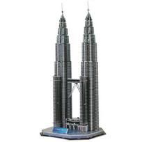 3D magija dėlionė Kuriu pasaulyje žinomą pastatų seriją Petronas Tower Paper Block Korėjos 3D galvosūkis gray