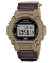Casio Standartinis rudas skaitmeninis audinio dirželis, kvarcinis W-219HB-5AV vyriškas laikrodis juoda