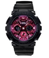 Casio G-Shock analoginis skaitmeninis dervos dirželis bordo spalvos kvarcinis ciferblatas GMA-S120RB-1A 200M moteriškas laikrodis bordinė