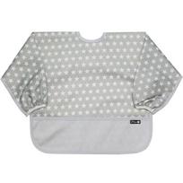 Pli? color matching waterproof long-sleeved bib, 10 gray white stars, 1 piece, 1 piece white