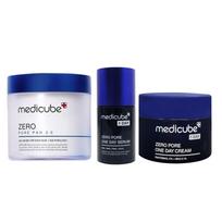 Medicube One Day Zero Pore 3 Piece Set (Cream 50ml + Serum 30ml + 70 Pads) blue