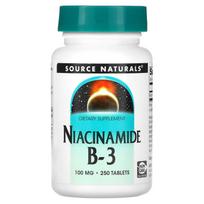 Source Naturals, Niacinamide B-3, 100 mg, 250 tablets