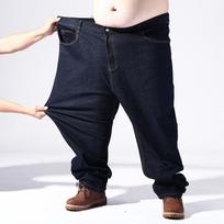 100–200 kg itin didelės, laisvos formos ir storos plius didelės vyriškos aukščiausios klasės aukštos kokybės džinsinės kelnės 8XL black