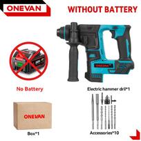 ONEVAN Berankovė elektrinė perforatorius-atsuktuvas Nešiojamas 24MM Daugiafunkcis belaidis suktukas-plaktukas įrankis Makita 18V baterijai No Battery-10Pcs set