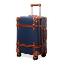 Retro carry case with mute spinner cute stylish trunk lightweight trolley suitcase suitable for and travel [NZBZ] wheels, suitcase, carry-on carry-on, mėlyna