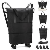 Lishen Expandable Rolling Travel Duffel Bag gray