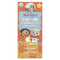 MaryRuth's, Cocomelon, Kūdikių vitaminas D3 + K2 skysti lašai, 1–3 metų amžiui, be skonio, 0,5 fl oz (15 ml)