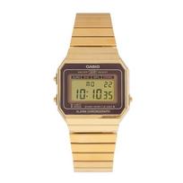 Atnaujintas Casio Youth Vintage A700WG-9A Žadintuvo Chronografo Kvarcinis Vyriškas Laikrodis beige