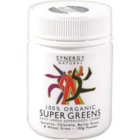 Synergy Natūralūs Ekologiški Super Žaliasis Maistas (Spirulina, Chlorella, miežių žolė ir kviečių žolė) Milteliai 100g