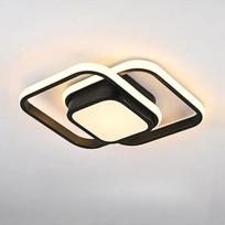 LED lubinis šviestuvas 4500K Modernus juodas kvadratinis montuojamas prie lubų, skirtas vonios kambariui, miegamajam, virtuvei, balkonui, laiptinei, koridoriui apšviesti Double Ring Square juoda