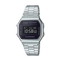 Casio Vintage Digital Watch A168WEM-1 Unisex Stainless Steel Band Mirror Finish Face Classic Square EL Backlight 7-Year Battery (A168WEM-1D) black