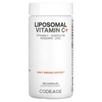 Codeage, vitamin, liposomal vitamin C+, vitamin C, quercetin, rosehip, zinc, 180 capsules