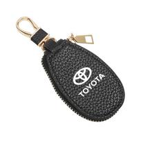 Automobilio rakto dėklas Dangtelis Raktų pakabuko žiedas Odinis apsauginis dėklas Toyota GR 86 Corolla RAV4 CHR Yaris Camry Prado Prius Avensis Hilux WY0 black