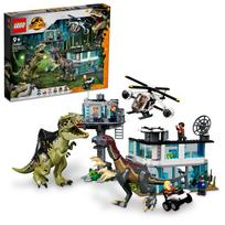 LEGO Jurassic World Giganotosaurus ir Therizinosaurus užpuolimo žaislų kaladėlės mergaitėms 9 10 11 pradinės mokyklos mokinių dinozaurų gyvūnas 76949