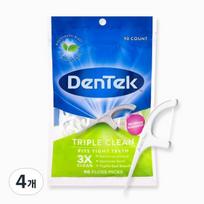 Dentech Triple Clean vienkartinis dantų siūlas, 90 vnt., 4 vnt blue