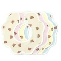 Set of 4 baby bear rolling bibs, 1 set, beige, yellow, conch, pink white