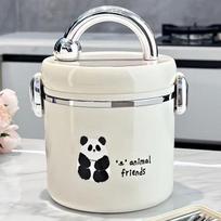 Gong He Jing Pin Panda Insulated Lunch Box white