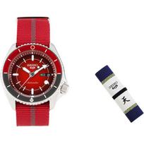 SEIKO mechaninis laikrodis su nailoniniu dirželiu Vyriški laikrodžiai Raudonas laikrodžio ciferblatas SRPF67K1 SRPF67K1 red