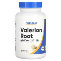 Nutricost, valerijono šaknis, 4000 mg, 120 kapsulių (2000 mg vienoje kapsulėje)