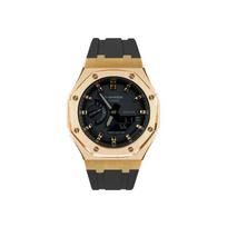 CASIO Unisex Liquid Crystal/Analog Dual Display Series 48.5mm Black Watch GA-2100-1A1- black
