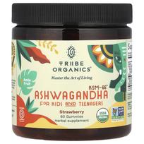 Tribe Organics, Ashwagandha KSM-66®, Vaikams ir paaugliams, Braškių skonio, 60 guminių saldainių