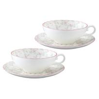 Noritake arbatos puodelis su lėkštute 180 ml Cutie Rose Tinka naudoti mikrobangų krosnelėje 2 kaulinis porcelianas & (Porų rinkinys) P58043A/9940 white