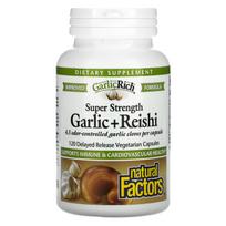 Natural Factors, GarlicRich, Extra-Strength Garlic + Reishi, 120 Delayed-Release Veggie Capsules