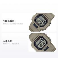 CASIO 100 meters waterproof and versatile Quartz resin strap men's watch black dial W-737HX-5AV juoda