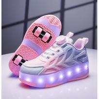 Junshi Children's 4-Wheel Light-Up Roller Skates pink