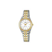 CASIO Moteriškas standartinės serijos baltas laikrodis LTP-1129G-7A LTP-1129G-7A Gold/Silver Case beige
