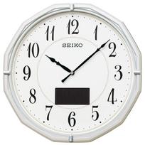 Seiko Clock Wall Solar Hybrid White Pearl 305 x 305 x 47 SF244W Clock, Radio-Controlled, Analog, Powered, Solar, Metallic, mm, white